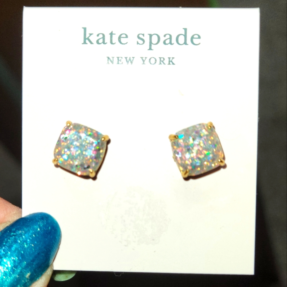 Kate Spade Earings  Sparkly, square with gold mount. Like new condition